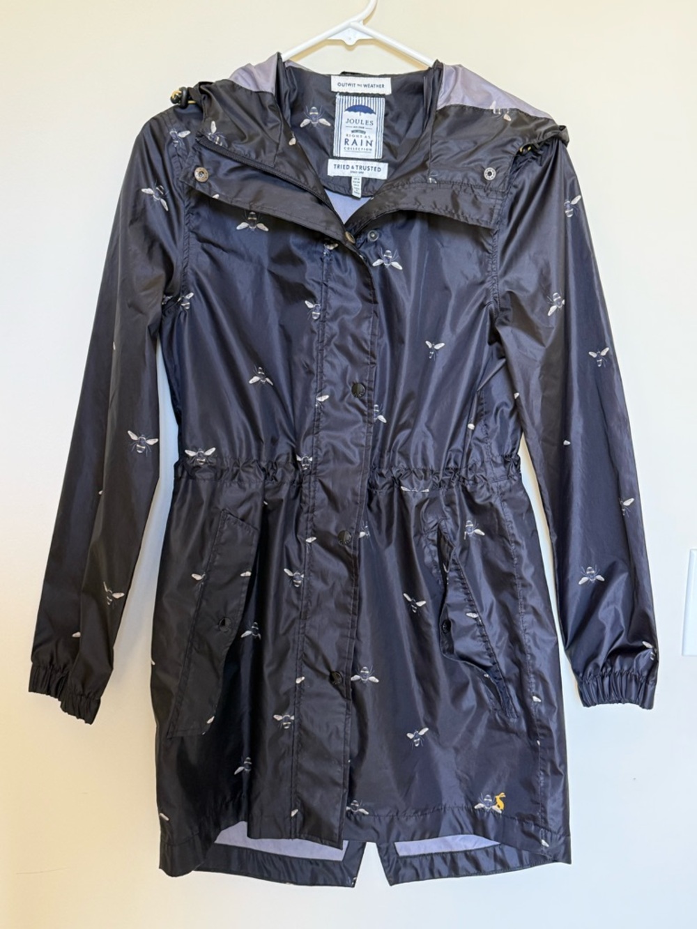 Joules Navy Rain Jacket with Bee Motif